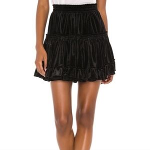MISA Los Angeles LUISA Luxurious Black Velvet Tiered Skirt Size Small Revolve